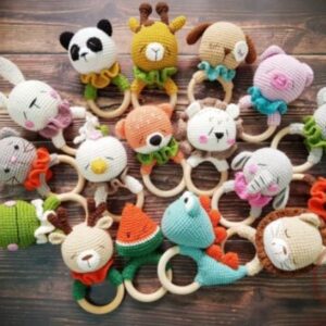 Handmade Wooden Rattles, safe toys for babies