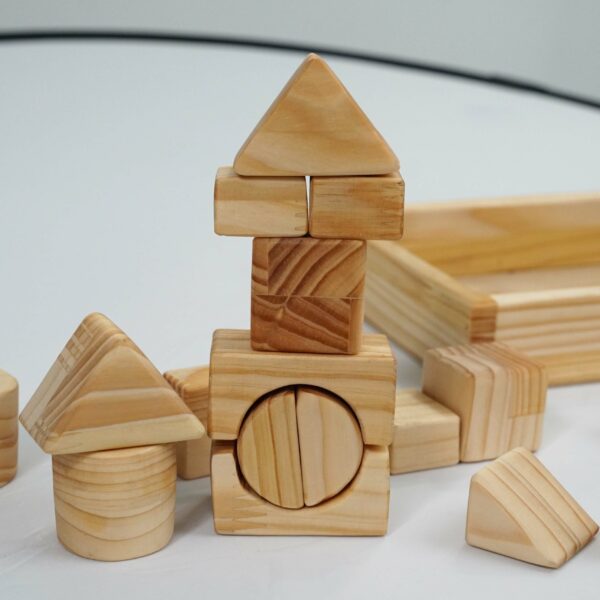 Wooden geometric block toy set