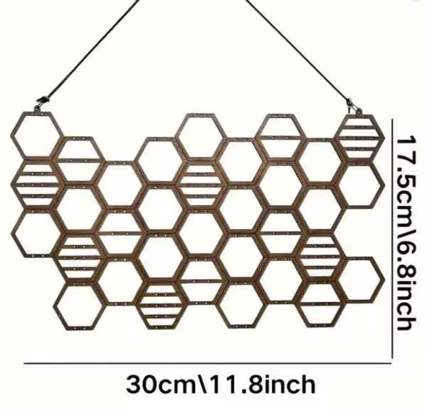Honeycomb Earring Organizer Wall Mounted Earring Display Rack Wooden Hanging Jewelry Organizer Home Decorative Accessories