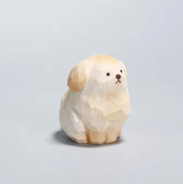 Wood carving small golden retriever decoration cute girl table decorations creative dog gift female