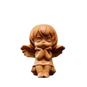 Wooden Carved sonny Angel Figurine Decoration Miniature Cute Little Angel Girl Ornaments Home Decor